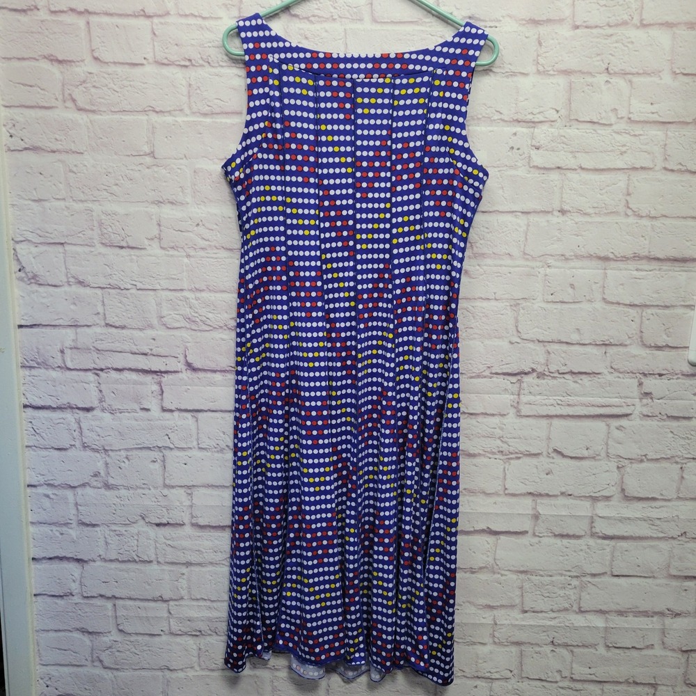 ILE New York Polka Dot Sleeveless Dress Sz 3X Y2K‎ Retro Office Chic Bold Trad